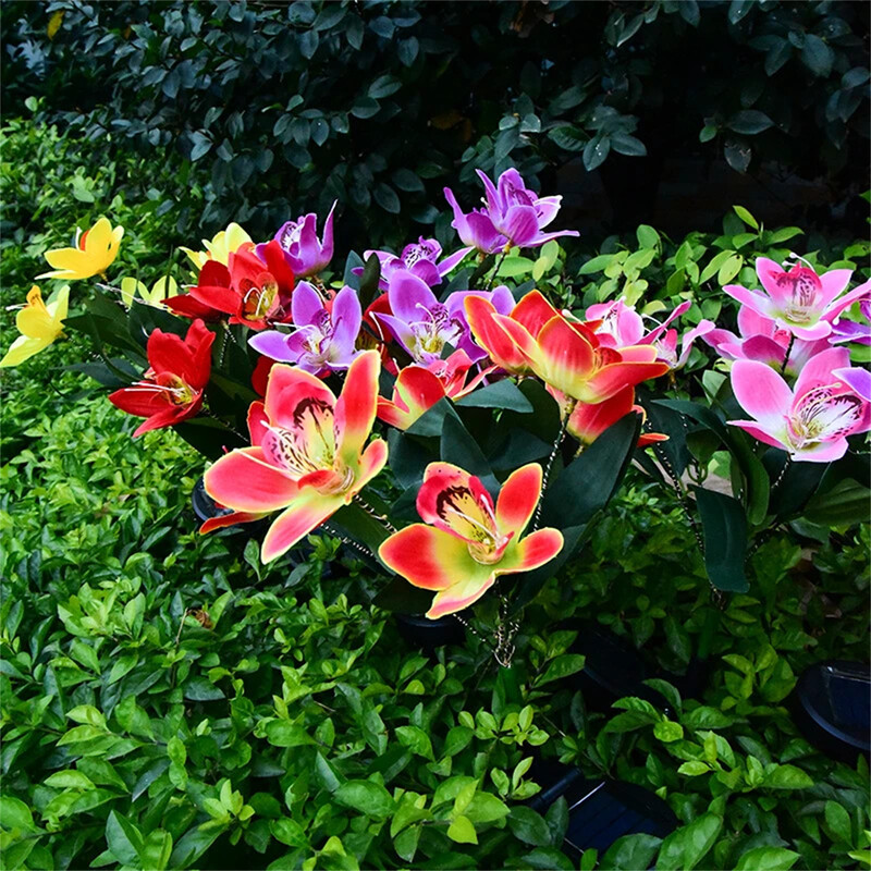 Napelemes LED-es orchidea fények fekvő lámpa kültéri vízálló füves lámpa villához folyosóhoz kerti ünnep karácsonyi dekoráció