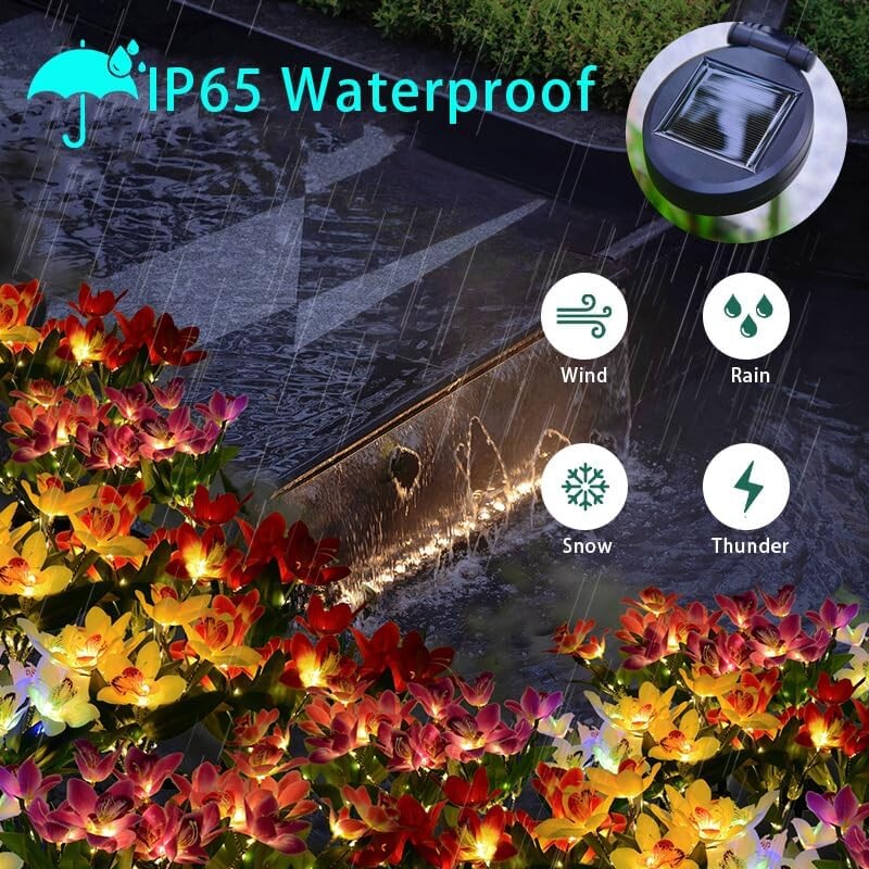 Napelemes LED-es orchidea fények fekvő lámpa kültéri vízálló füves lámpa villához folyosóhoz kerti ünnep karácsonyi dekoráció