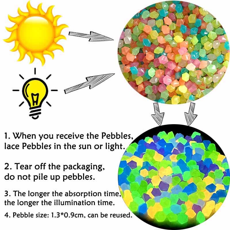 200db/csomag Világító kövek kerti kavicsok világító kavicsok kövek kültéri akvárium dekoráció akvárium udvari dekoráció