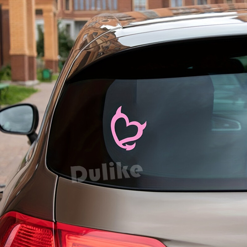 Devil Heart minimālisma mākslas vinila uzlīmes karsti rozā pievilcīgas uzlīmes meitenēm automašīnu logu dekorēšanai, ūdensizturīgas uzlīmes klēpjdatora dekoram