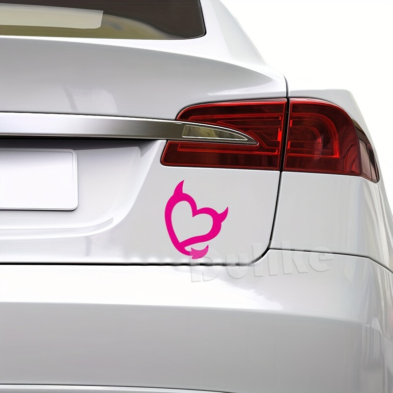 Devil Heart minimālisma mākslas vinila uzlīmes karsti rozā pievilcīgas uzlīmes meitenēm automašīnu logu dekorēšanai, ūdensizturīgas uzlīmes klēpjdatora dekoram