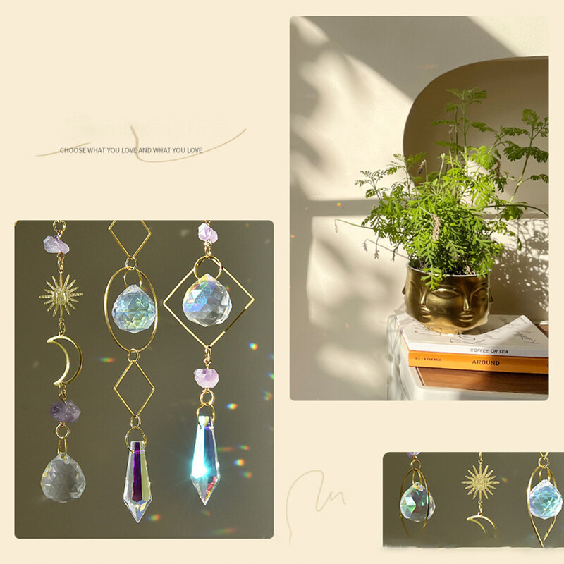 Kristály medál kerti szélcsengő szivárvány prizma kristály lánc ablak csepp csengő karácsonyfa lakberendezés