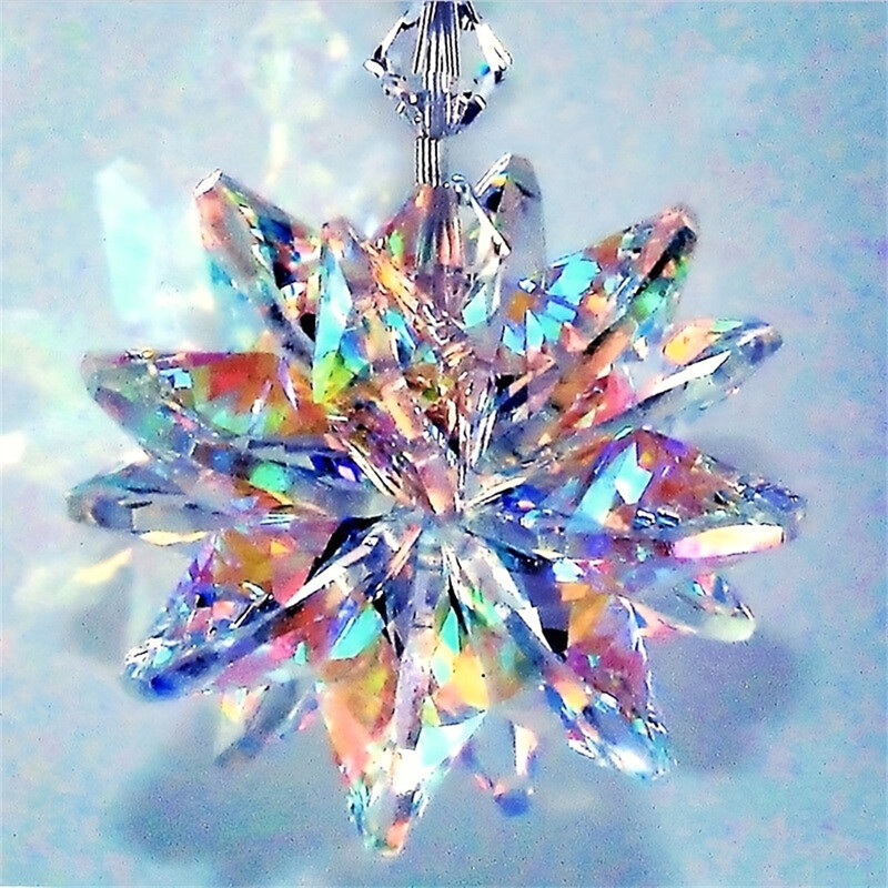 Crystal Snowflake Pendant Suncatcher AB színes üvegprizma kerti ablakhoz akasztó szivárvány készítő ajándék autó esküvői lakberendezés