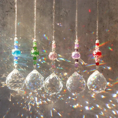 Sun Catcher Crystal Chandelier Decor Витражна стъклена топка Висяща висяща лампа Catcher Светлоотражателна декорация за домашна градина Двор