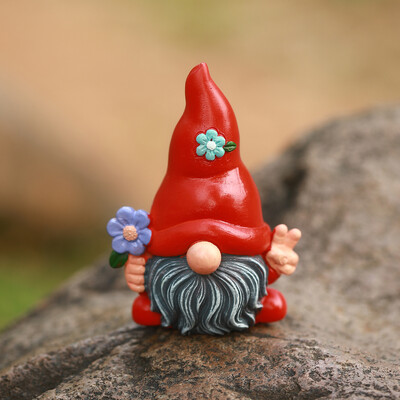 1 бр безлична кукла джудже украшение от смола Magic Garden Peace Gnome, държащ цветни занаяти Стереоскопична статуя на пикси