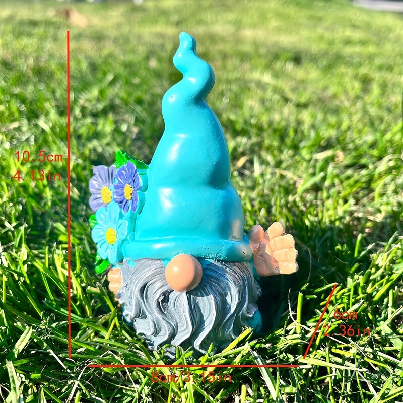 1db Arctalan törpebaba gyantadísz varázslatos kerti béketörpe virágot tartó kézműves sztereoszkópikus pixiszobor