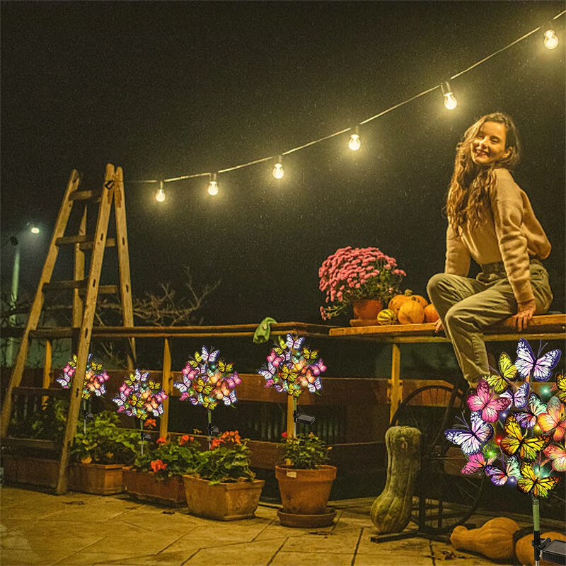 Kültéri LED-es napelemes pillangós napelemes lámpák tájlámpák IP65 vízálló udvari gyephez kerti sétányhoz dekoratív ösvény világítás