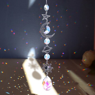 Crystal Suncatcher Heart Shape Window Wind Chimes Висящи цветни Rainbow Prism Shinny Drop Bell Indoor Outdoor Home Decoration