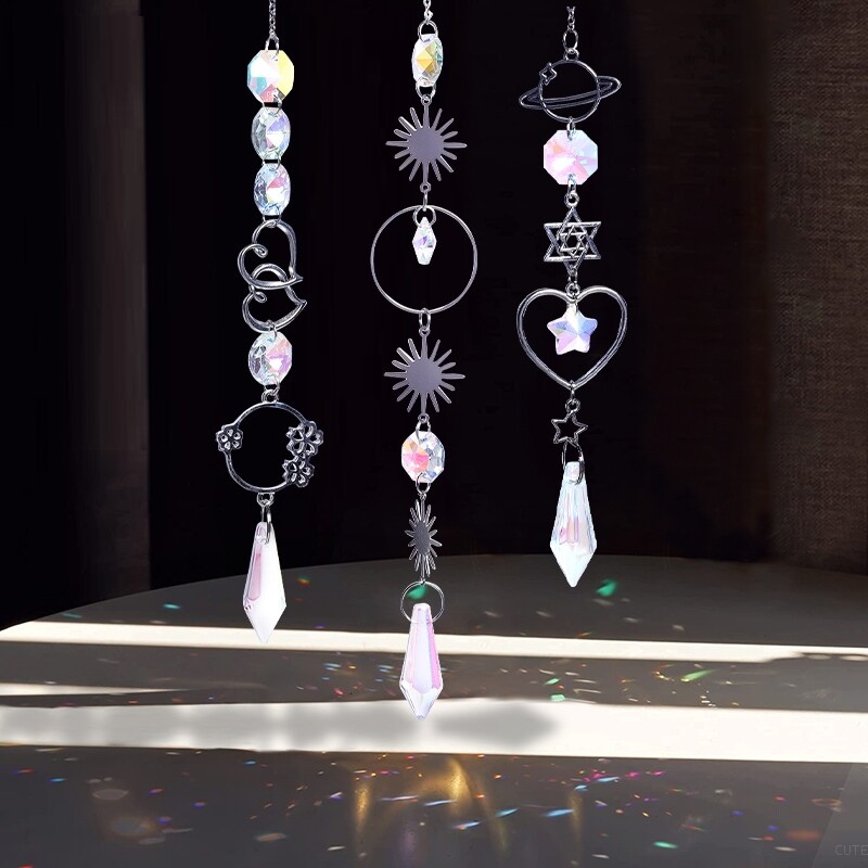 Kristalni hvatač sunca, prozor u obliku srca, zvončići vjetra, viseći šareni prizma duginih boja, sjajno zvono, unutarnje vanjsko uređenje doma