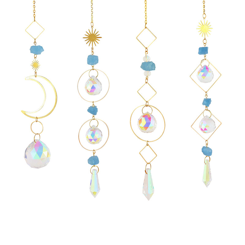 Prizma Napfogó Lógó Gyöngykristályok Szélcsengő Medál Hold Szivárvány Elkapó Hajsza Ablak Függöny Csillár Lakberendezés