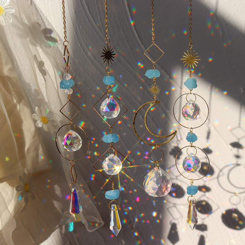 Prizma Napfogó Lógó Gyöngykristályok Szélcsengő Medál Hold Szivárvány Elkapó Hajsza Ablak Függöny Csillár Lakberendezés
