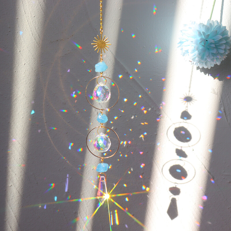 Prizma Napfogó Lógó Gyöngykristályok Szélcsengő Medál Hold Szivárvány Elkapó Hajsza Ablak Függöny Csillár Lakberendezés