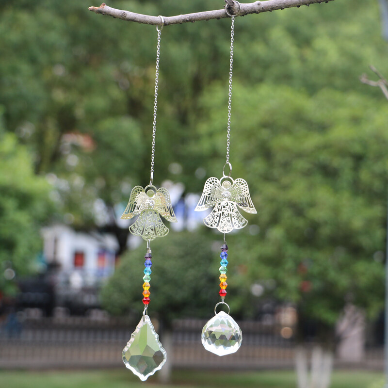 1 DB napfogó szivárvány angyal kristály bikon gyöngyök medálok otthoni akasztós kristály dekorációk