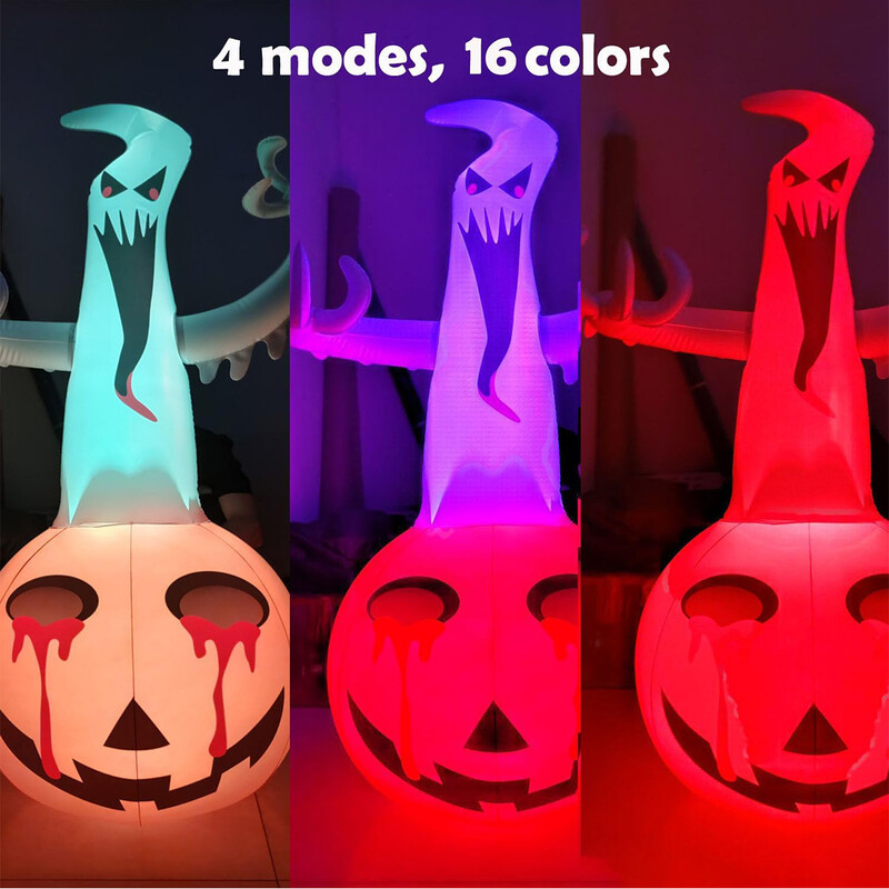 PVC Halloween dekoráció felfújható sütőtök szellem színes LED lámpával ünnepi parti kerti dekorációhoz távirányítóval