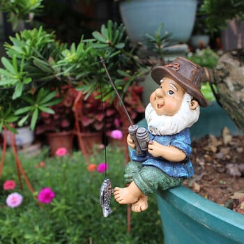 1 τμχ Funny Garden Fishing White Bearded Statue Gnome Χειροτεχνία Διακόσμηση, Διακόσμηση γλάστρας ενυδρείου, Μικρό διακοσμητικό ντεκόρ