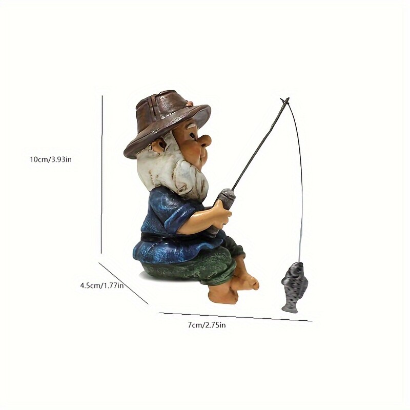 1db Vicces kerti horgászat fehér szakállas gnóm szobor kézműves dekoráció, akváriumi virágcserép dekoráció, kis dísz dekoráció