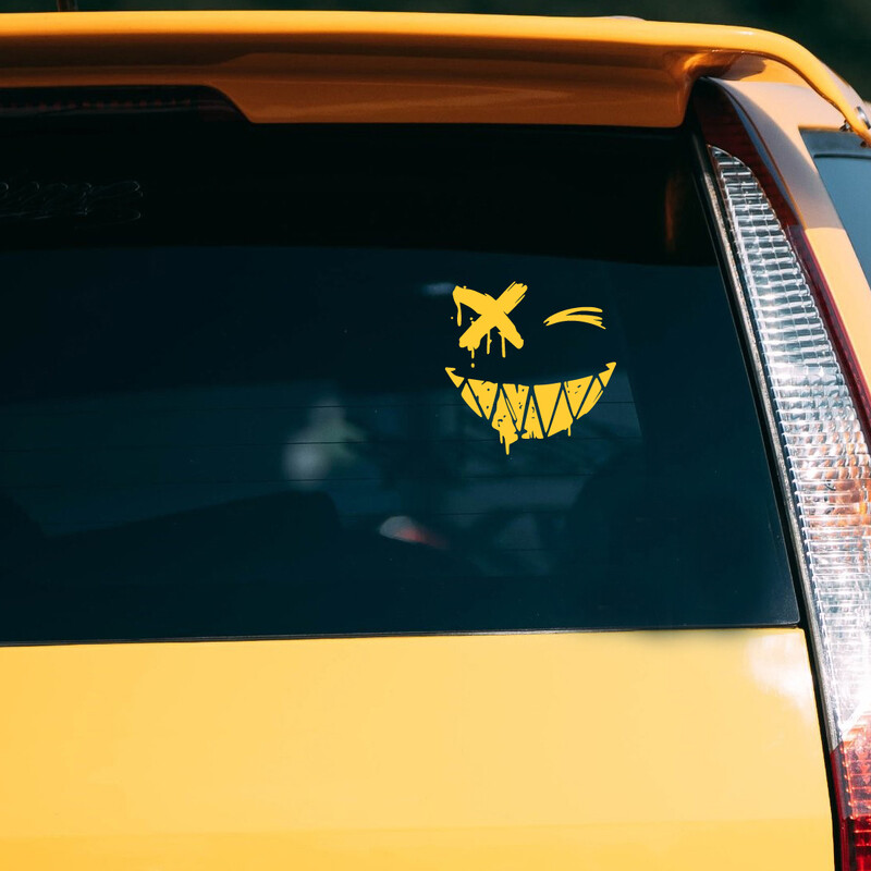 Smiley kreatív kisteherautó ablaküveg autó terepjáró karosszéria texturált motorkerékpár módosított dekoratív vízálló vinil matrica