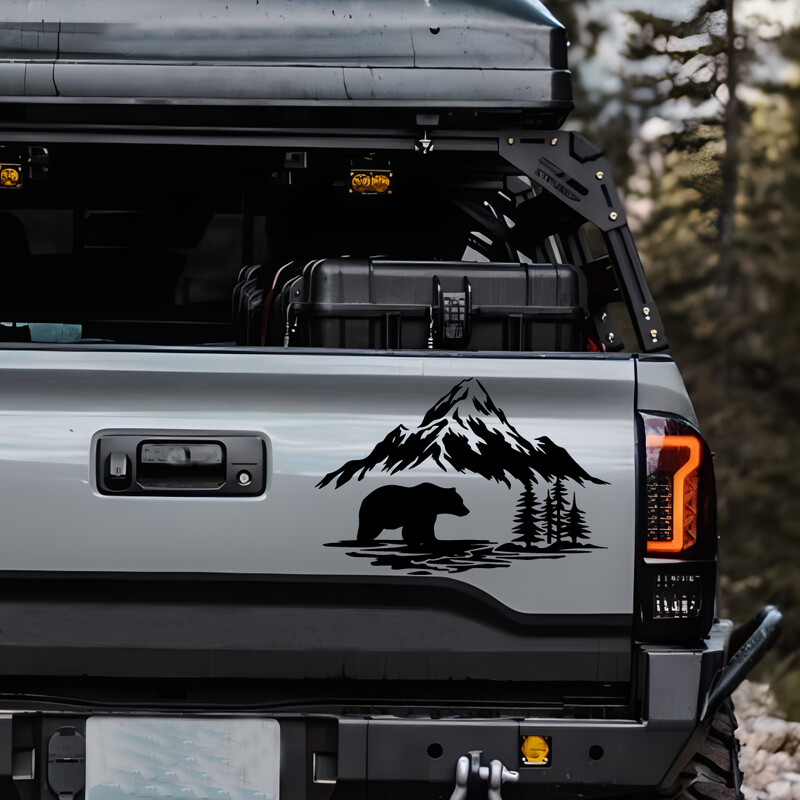 Bear Crossing Forest Adventure Pickup terepjáró terepjáró autó matrica ablaküveg karosszéria húzható virág vinil matrica matrica