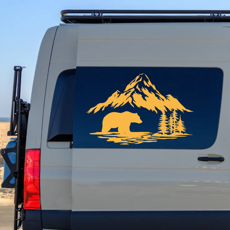 Bear Crossing Forest Adventure Pickup terepjáró terepjáró autó matrica ablaküveg karosszéria húzható virág vinil matrica matrica