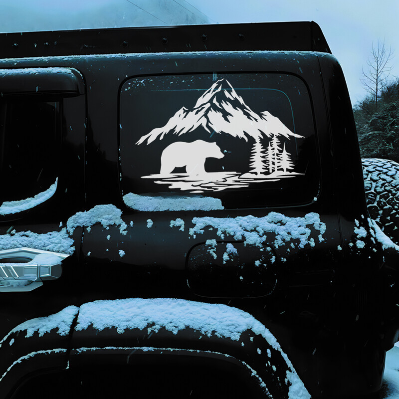 Bear Crossing Forest Adventure Pickup terepjáró terepjáró autó matrica ablaküveg karosszéria húzható virág vinil matrica matrica