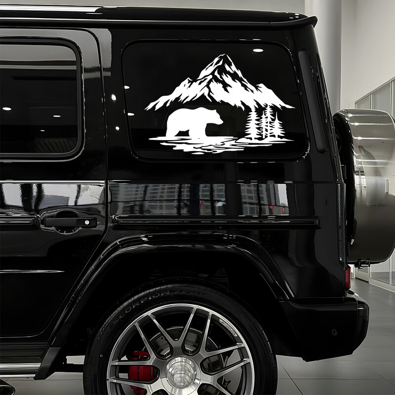 Bear Crossing Forest Adventure Pickup terepjáró terepjáró autó matrica ablaküveg karosszéria húzható virág vinil matrica matrica