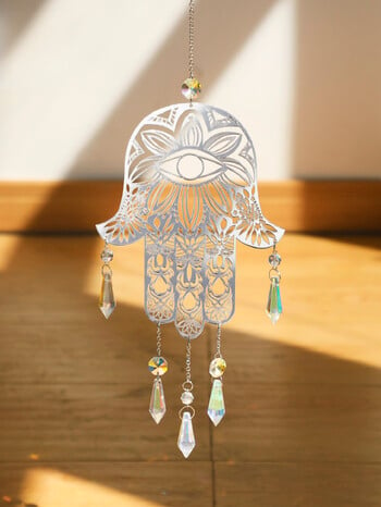 Evil Eye Hanging Garden Suncatchers Hamsa Hand Angel Wing Decor Prism Crystal Sun Catcher Εσωτερικό παράθυρο Διακόσμηση σπιτιού Δώρο