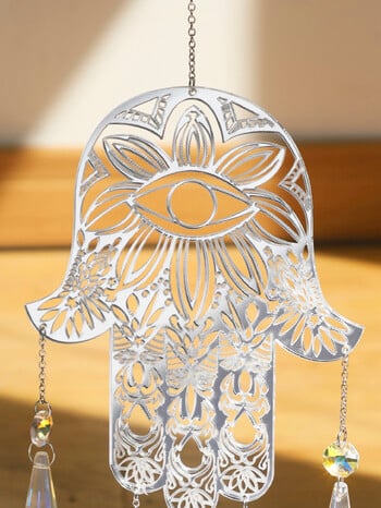 Evil Eye Hanging Garden Suncatchers Hamsa Hand Angel Wing Decor Prism Crystal Sun Catcher Εσωτερικό παράθυρο Διακόσμηση σπιτιού Δώρο