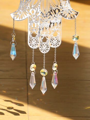 Evil Eye Hanging Garden Suncatchers Hamsa Hand Angel Wing Decor Prism Crystal Sun Catcher Εσωτερικό παράθυρο Διακόσμηση σπιτιού Δώρο