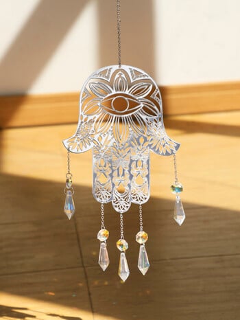 Evil Eye Hanging Garden Suncatchers Hamsa Hand Angel Wing Decor Prism Crystal Sun Catcher Εσωτερικό παράθυρο Διακόσμηση σπιτιού Δώρο