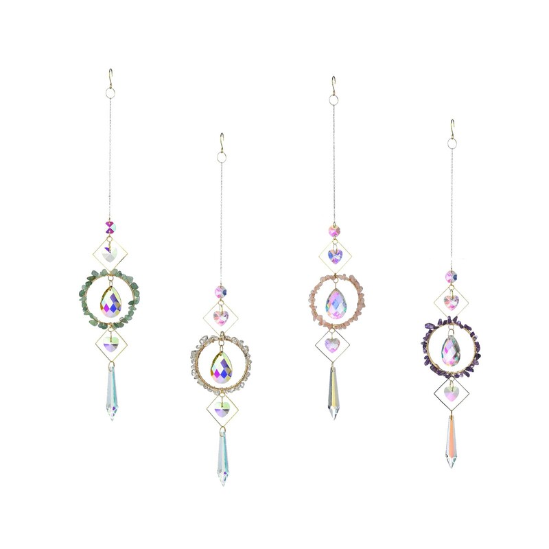 Privjesak s umjetnom kristalnom prizmom, viseći ornament za izradu u boji, poklon za zabavu, zvono vjetra, šarm u obliku srca za auto na travnjaku