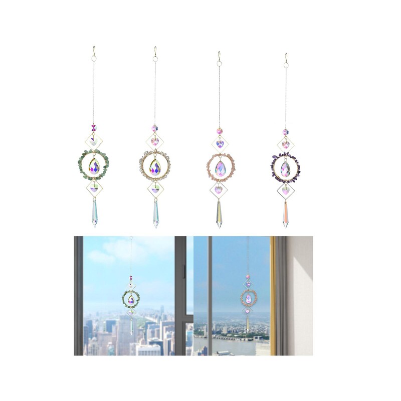 Privjesak s umjetnom kristalnom prizmom, viseći ornament za izradu u boji, poklon za zabavu, zvono vjetra, šarm u obliku srca za auto na travnjaku