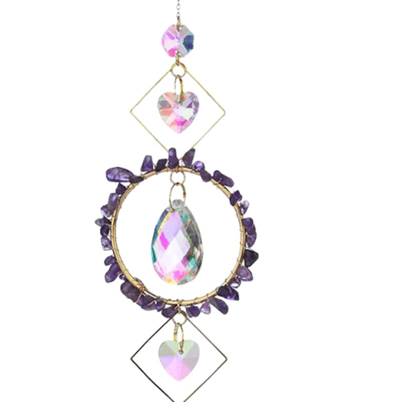 Privjesak s umjetnom kristalnom prizmom, viseći ornament za izradu u boji, poklon za zabavu, zvono vjetra, šarm u obliku srca za auto na travnjaku