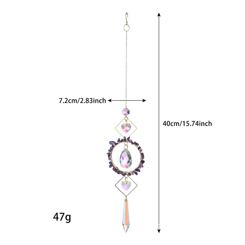 Privjesak s umjetnom kristalnom prizmom, viseći ornament za izradu u boji, poklon za zabavu, zvono vjetra, šarm u obliku srca za auto na travnjaku