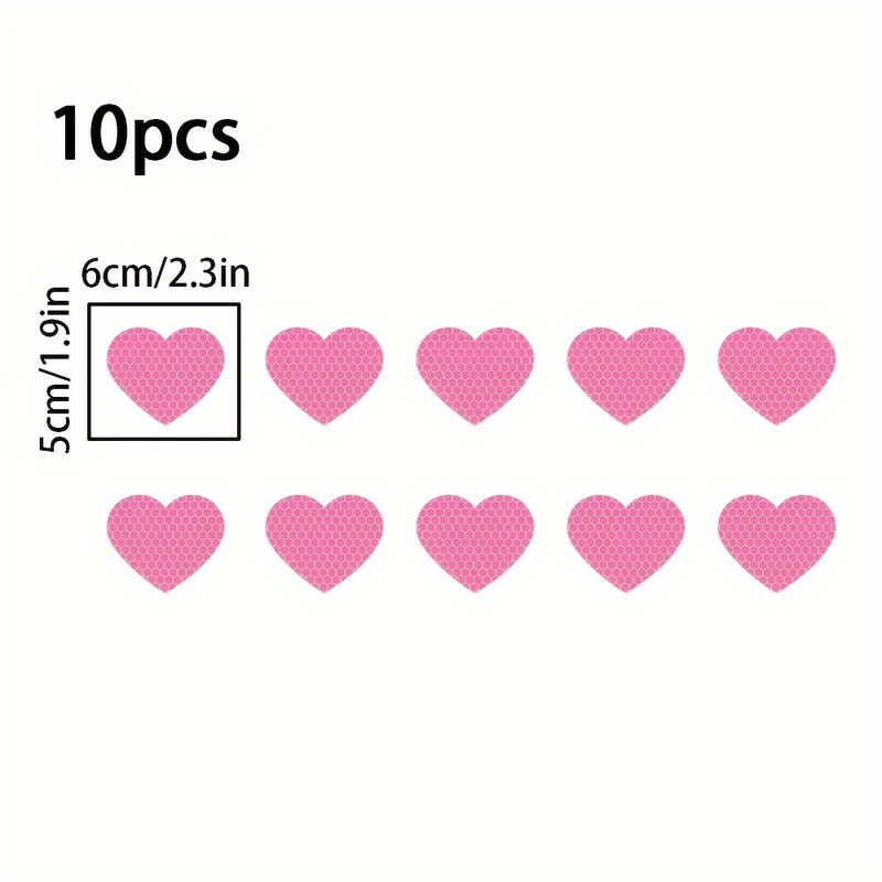 10 tk südamekujulised peegeldavad autokleebised, veekindlad auto pagasiruumi kerele, sõiduki ööhoiatus, vastupidav vinüülkleebiste kaunistus
