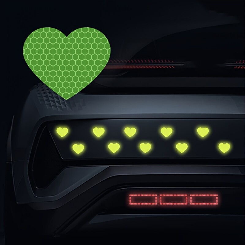 10 tk südamekujulised peegeldavad autokleebised, veekindlad auto pagasiruumi kerele, sõiduki ööhoiatus, vastupidav vinüülkleebiste kaunistus