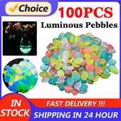 100 gab Saules gaismas akmens zivju tvertnes oļu daudzfunkcionāls mirdzums tumsā, kvēlojošs akmens akmens, atkārtoti lietojams dārza dekors