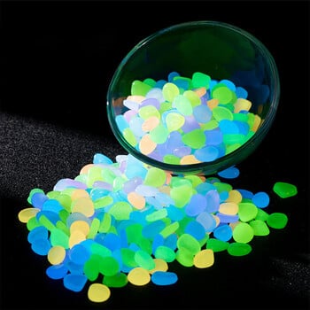 100PCS Solar Luminous Stone Fish Tank Pebble Multifunction Glow In The Dark Pebble Glowing Stone Rock Επαναχρησιμοποιήσιμη Διακόσμηση κήπου