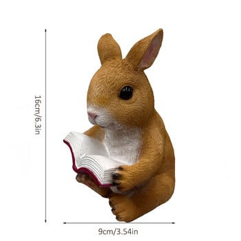 Charming Rabbit Reading Book Statue - Resin Bunny Garden Ornament, Ιδανικό για Διακόσμηση Εξωτερικών & Εσωτερικών Χώρων, Ιδανικό δώρο Πάσχα