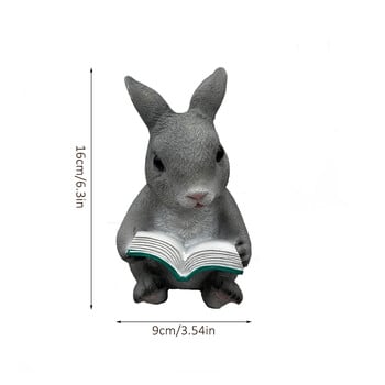 Charming Rabbit Reading Book Statue - Resin Bunny Garden Ornament, Ιδανικό για Διακόσμηση Εξωτερικών & Εσωτερικών Χώρων, Ιδανικό δώρο Πάσχα