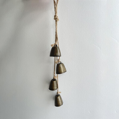 Iekštelpu apdare Raganas pulkstenis dzeltens un virvju vēja zvans Retro durvju zvans ar rokām izgatavots pulkstenis ierakstīšanas pulkstenis pagalma vēja zvans