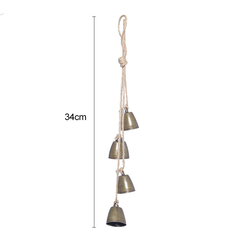 Iekštelpu apdare Raganas pulkstenis dzeltens un virvju vēja zvans Retro durvju zvans ar rokām izgatavots pulkstenis ierakstīšanas pulkstenis pagalma vēja zvans