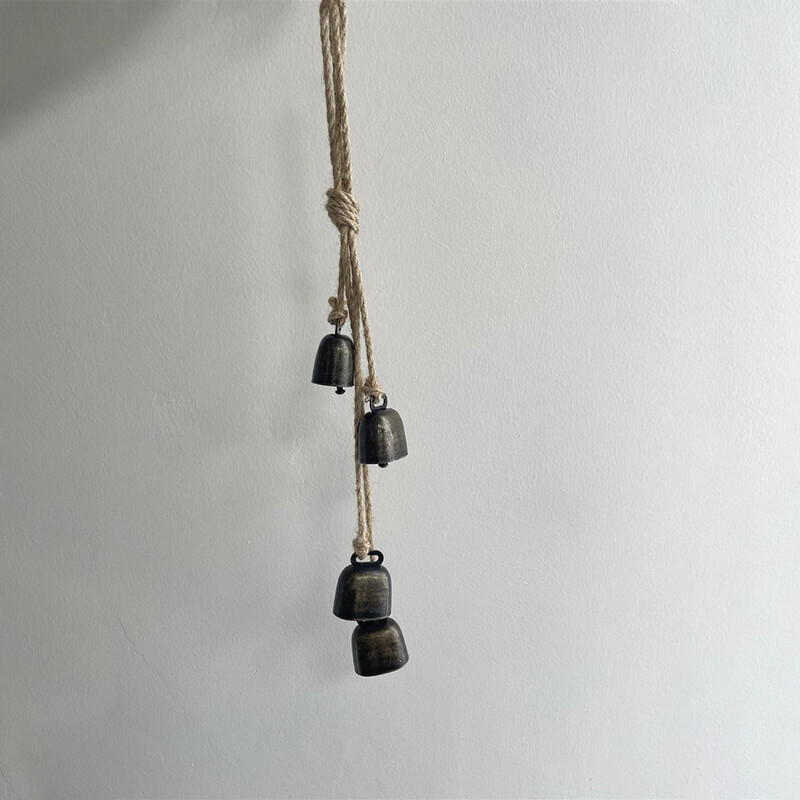 Iekštelpu apdare Raganas pulkstenis dzeltens un virvju vēja zvans Retro durvju zvans ar rokām izgatavots pulkstenis ierakstīšanas pulkstenis pagalma vēja zvans