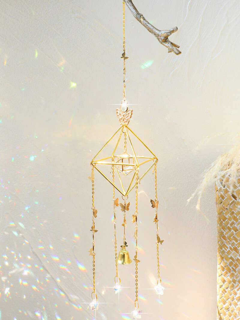 Saules ķērējs pie sienas tauriņš kristāla vēja zvans prizma varavīksnes izgatavotājs gaismas ķērējs automašīnu rotājumi āra dārza dekorēšanai