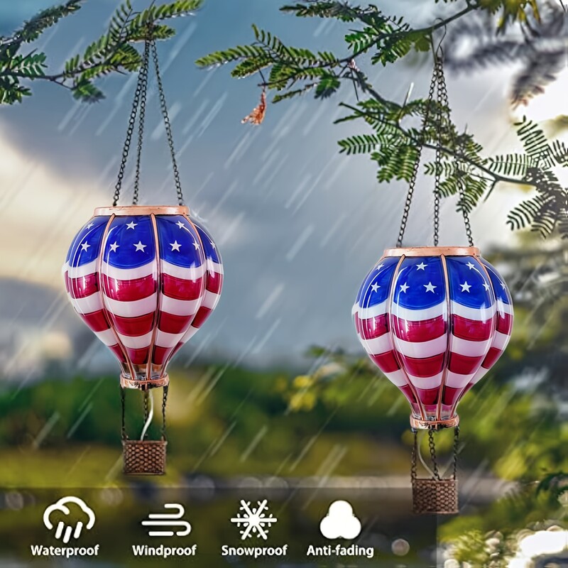Solarna svjetiljka s balonom na vrući zrak s treperavim svjetlom plamena Vanjska solarna viseća svjetla za blagdansko uređenje dvorišta u vrtu