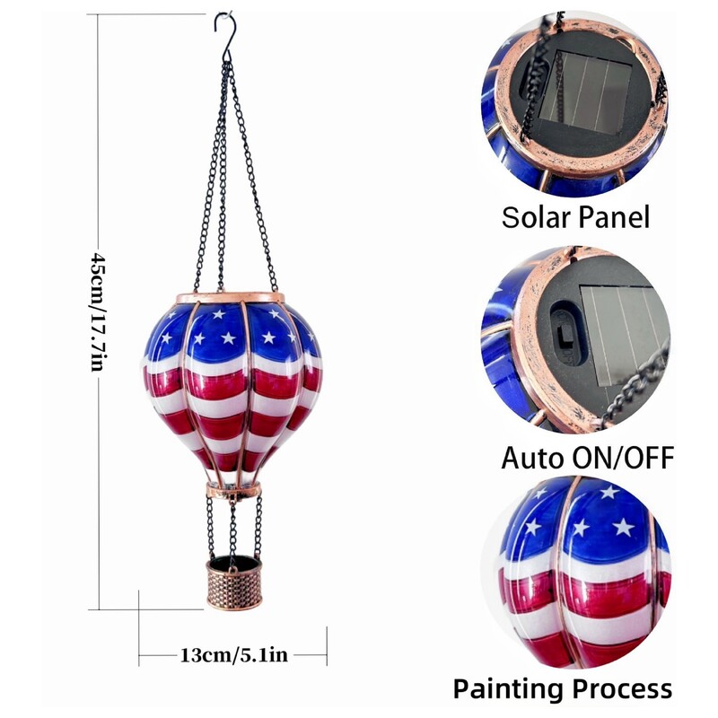 Solarna svjetiljka s balonom na vrući zrak s treperavim svjetlom plamena Vanjska solarna viseća svjetla za blagdansko uređenje dvorišta u vrtu