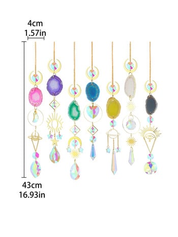 Crystal Sun Catcher Colorful Agate Rainbow Maker Βιτρώ Evil Eye Sun Moon Window Prism for Garden Home Decoration