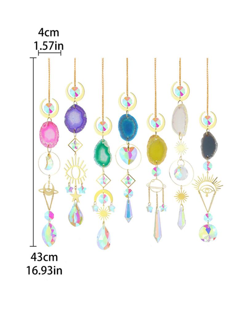 Crystal Sun Catcher Šareni ahat Rainbow Maker Vitraji Evil Eye Sun Moon Window Viseća prizma za vrt Uređenje doma