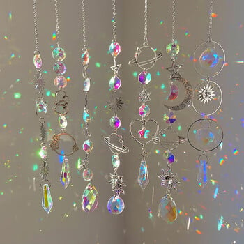 Κρεμαστό κρυστάλλινο κρεμαστό κήπο Suncatcher Wind Chimes Rainbow Prism Crystal Chain for Window Drop Bell Χριστουγεννιάτικο δέντρο διακόσμηση σπιτιού