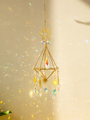 Evil Eye Crystal Sun Catcher rombas su saule ir krištoliniais karoliukais lango vėjo varpeliai lauko sodo saulės gaudyklės automobilio papuošalams