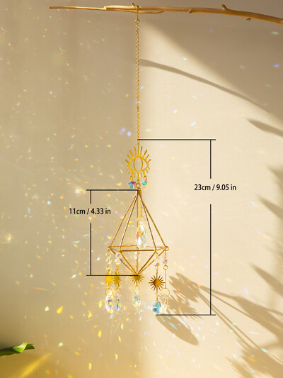 Evil Eye Crystal Sun Catcher rombas su saule ir krištoliniais karoliukais lango vėjo varpeliai lauko sodo saulės gaudyklės automobilio papuošalams